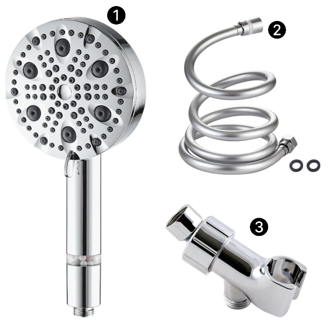 Luxe 9 Mode Showerhead Shower Essentials Kit Chrome