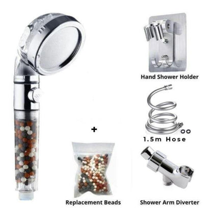 MineralStream™ Ionic Shower Head 2.0 Full Kit + Replacement Beads