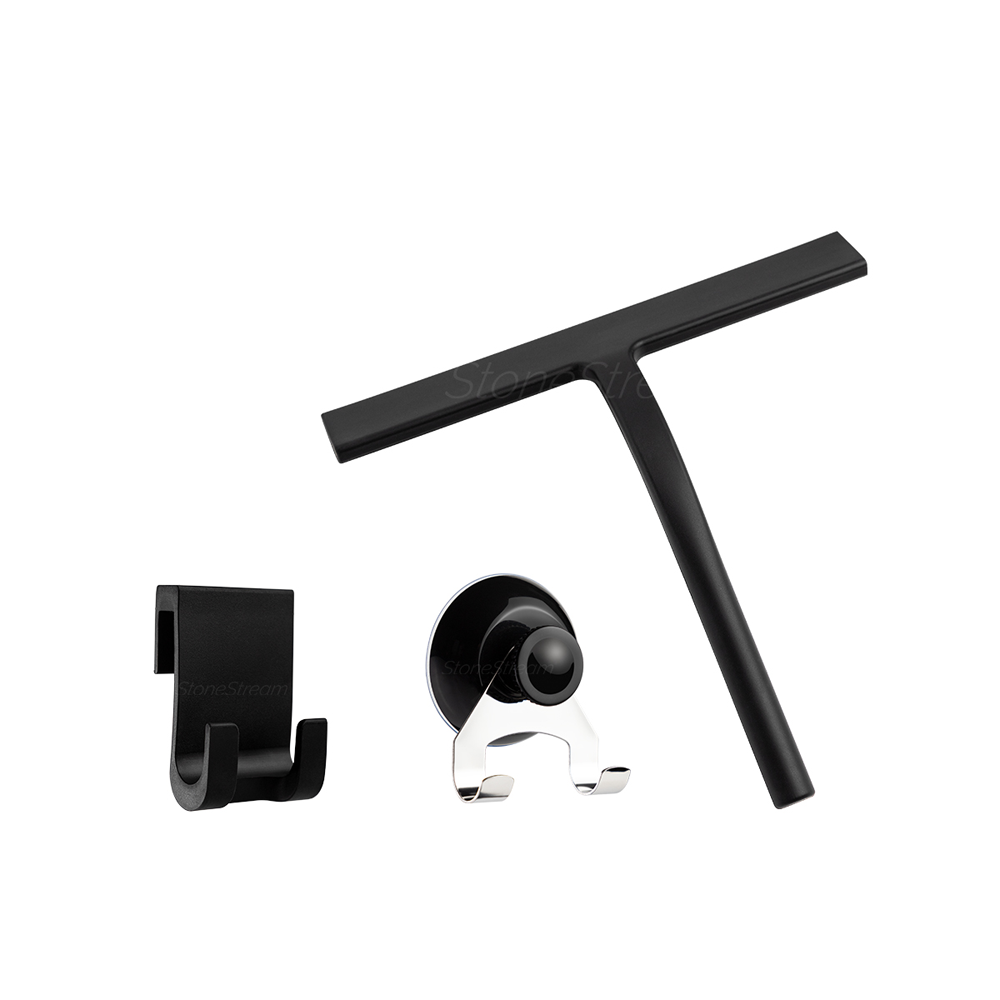 Bathroom-squeegee with stand &amp; wall holder 